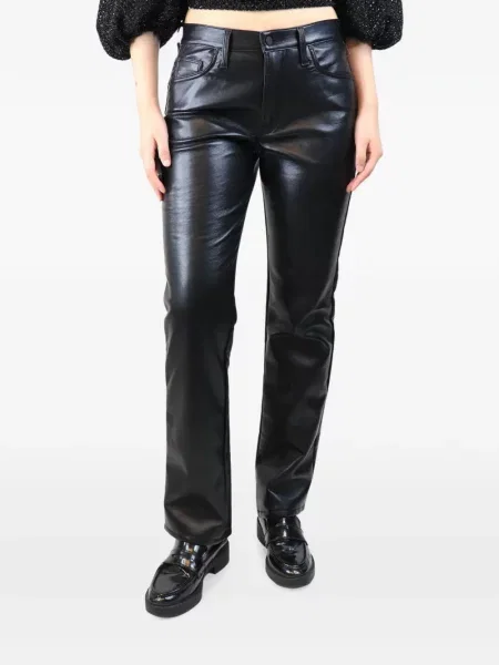 Pantaloni Mother din piele negru