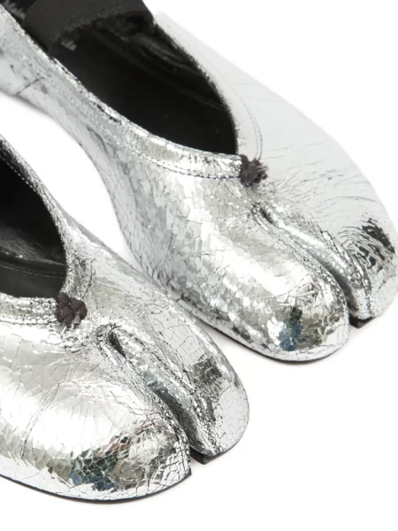 Balerini Maison Margiela din piele argintiu