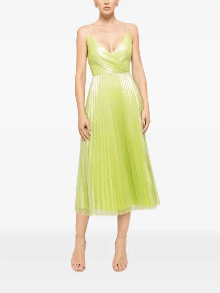 Sukienka midi Nissa tiulowa plisowana do kolan zielona