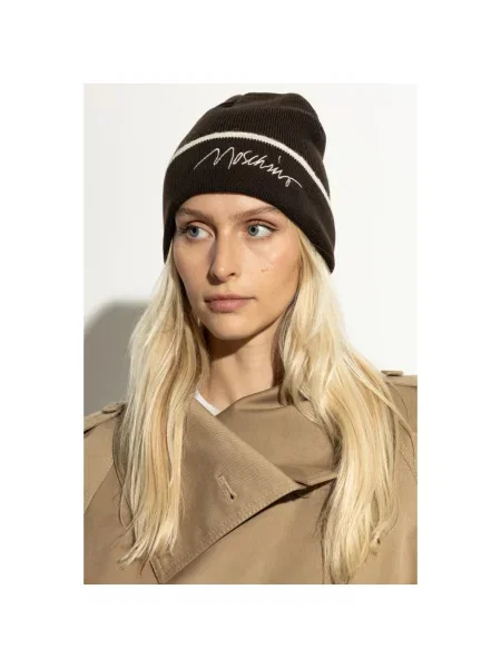 Moschino czapka z wełną brązowy