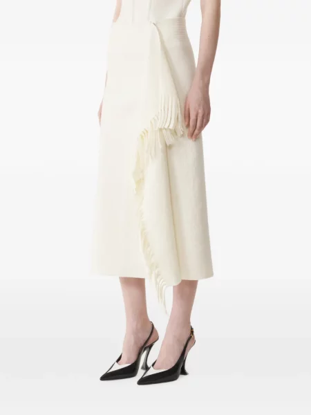 Fustă Lanvin cu franjuri tricotate alb