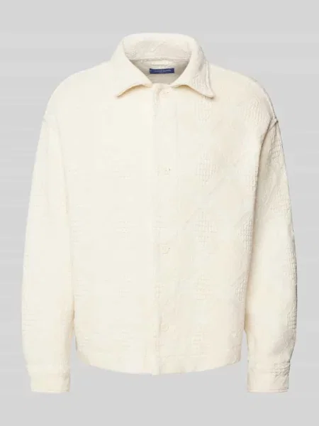 Koszula casualowa o kroju regular fit z fakturowanym wzorem model ‘GREENPOINT’ Jack & Jones biała