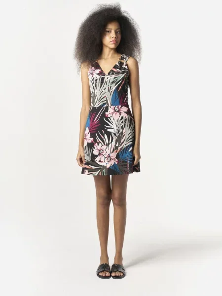 KOROSHI Rochie albastru / roz / roșu negru