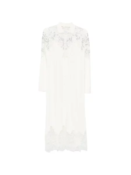 Rochie midi Ermanno Scervino din dantelă până la genunchi de costum alb