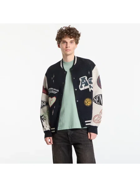 Пуловер AllSaints Chase Cardigan Black/ Ecru White L бяло