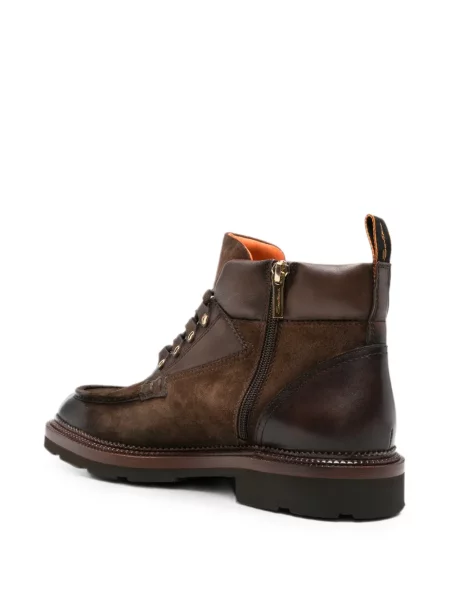 Botine Santoni cu șireturi din dantelă maro