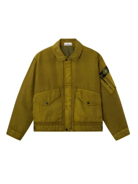 Kurtka Stone Island z twillu z kamieniami zielona