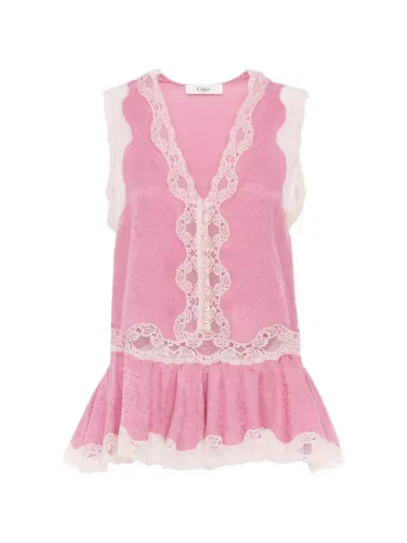 Top Chloé din jacard roz