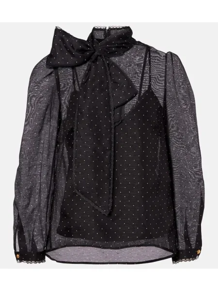 Lniany top Zimmermann w grochy czarny