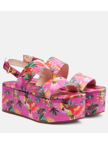 Sandale Farm Rio cu platformă cu imagine roz