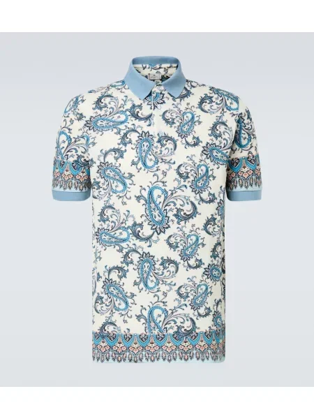 Polo Etro cu model paisley albastru