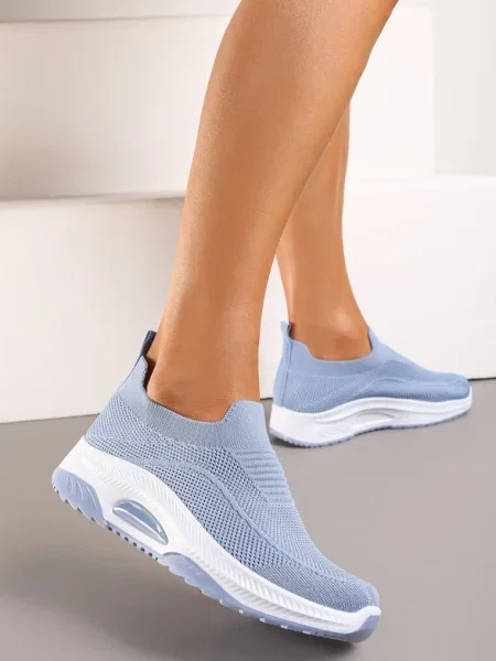 Pantofi sport albaștri casual talpă groasă decorați perforații Fiovena albastru