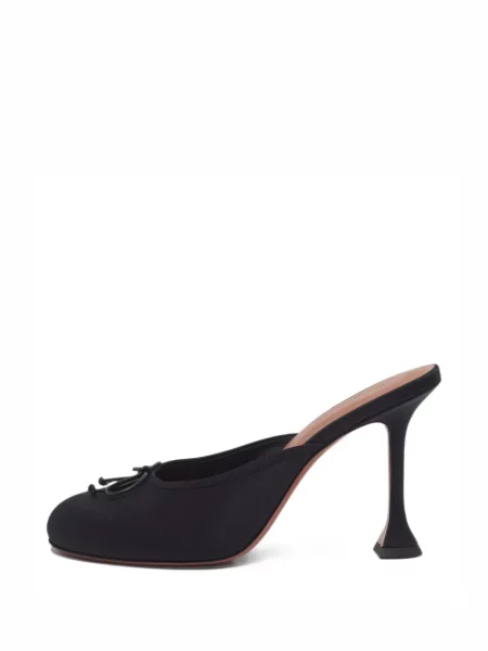 Papuci tip mules Amina Muaddi cu funde negru
