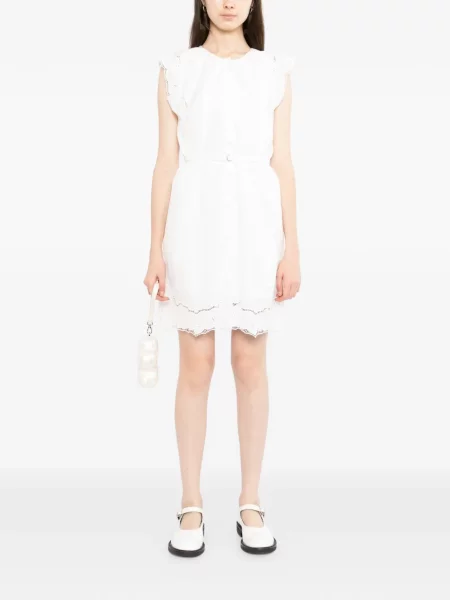 Rochie tip cămașă Less fără mâneci alb