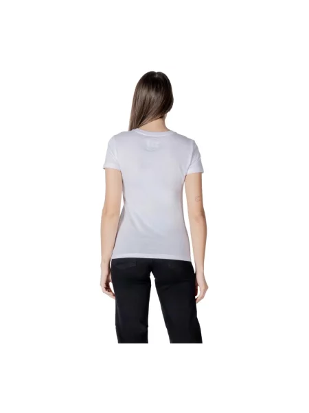 Krótka koszulka Armani Exchange z krótkim rękawem z okrągłym dekoltem biała