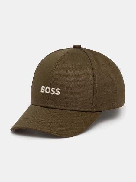 Шапка с козирка BOSS с апликация зелено