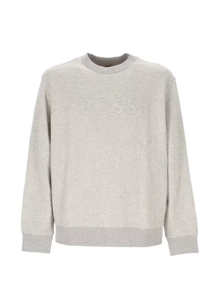 Pulover Boss cu broderie gri