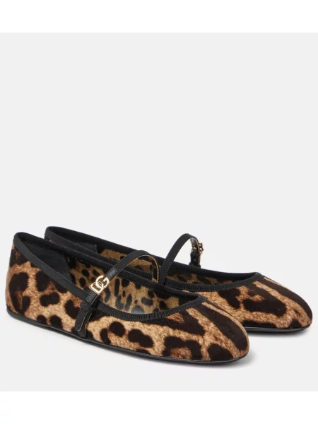 Pantofi cu toc Dolce&gabbana de catifea cu imagine cu model leopard maro