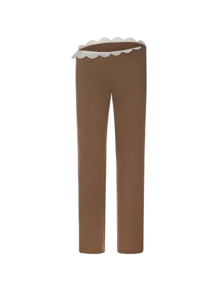 Pantaloni Magda Butrym din dantelă maro
