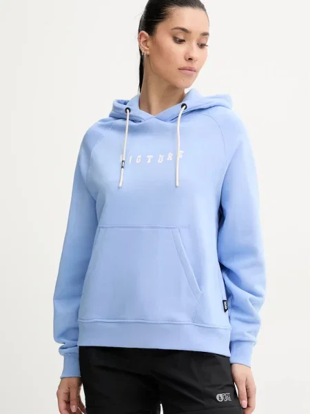 Bombažen pulover Picture Quenar s kapuco modra