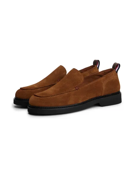 Papuci de casă Tommy Hilfiger din piele maro