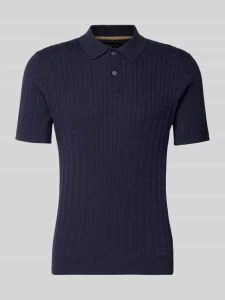 Koszulka polo o kroju slim fit z efektem dzianiny Christian Berg Men granatowe