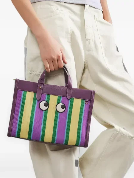 Ριγέ τσάντα shopper Anya Hindmarch μωβ