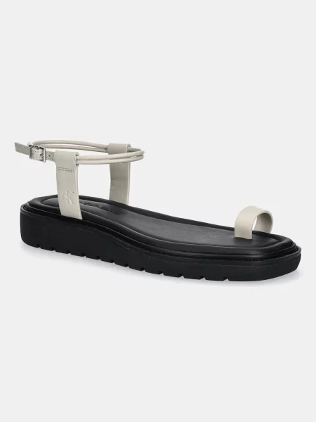 Sandali Calvin Klein Jeans ROPE TOE POST SANDAL LTH MG bež