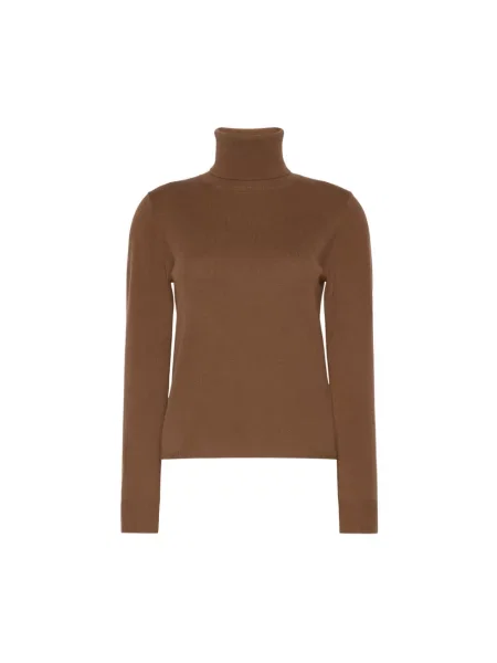 Sweter z golfem Max Mara Studio wełniany do golfa brązowy
