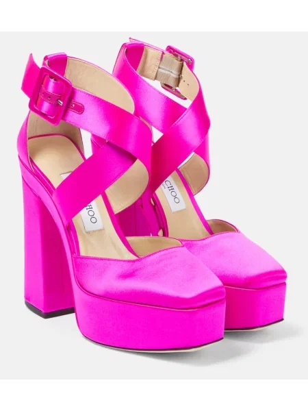 Szatén platform talpú körömcipő Jimmy Choo rózsaszín