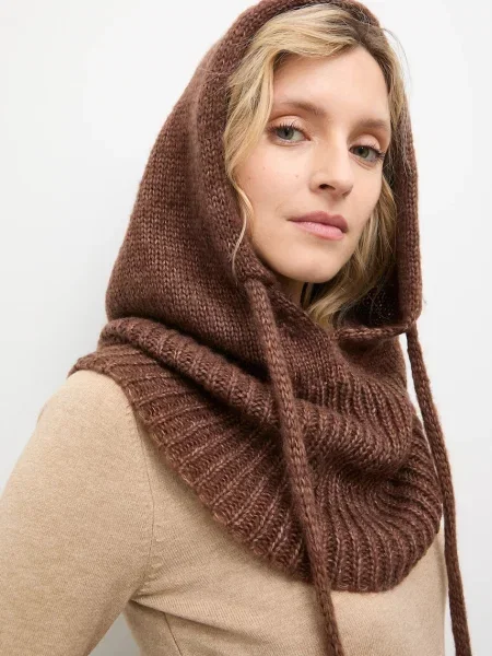 Шапка Answear.lab з капюшоном коричнева