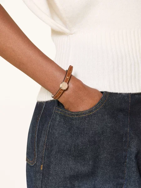 Tory Burch Kožený Náramek Icon / zlatá hnědá