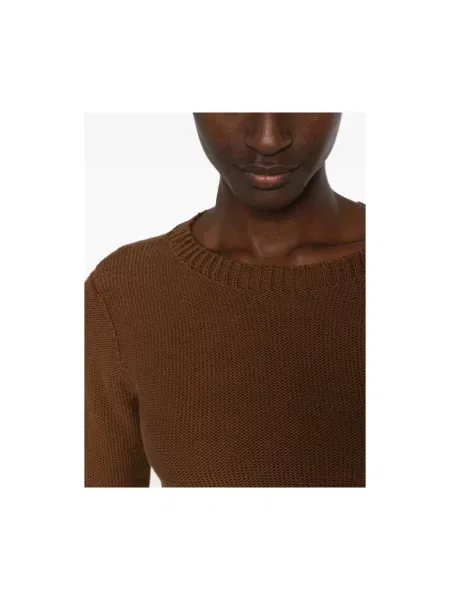 Sweter Baserange wełniany ze sznurkiem brązowy