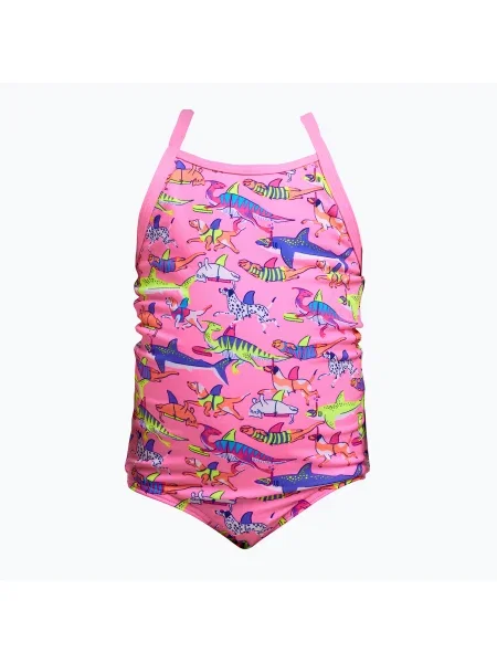 Детски бански костюм от една част Funkita Printed One Piece learner lane розово