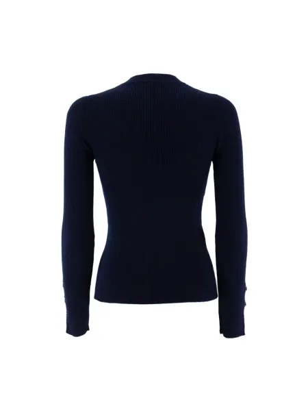 Sweter Pinko w paski z paskiem niebieski