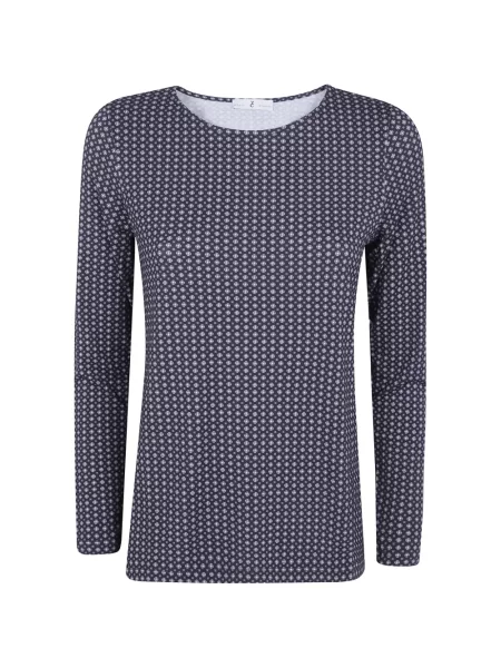 Lung tricou Why Ci cu imagine cu imprimeu geometric albastru