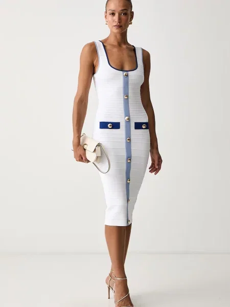 Retrofete rochie Lyle alb