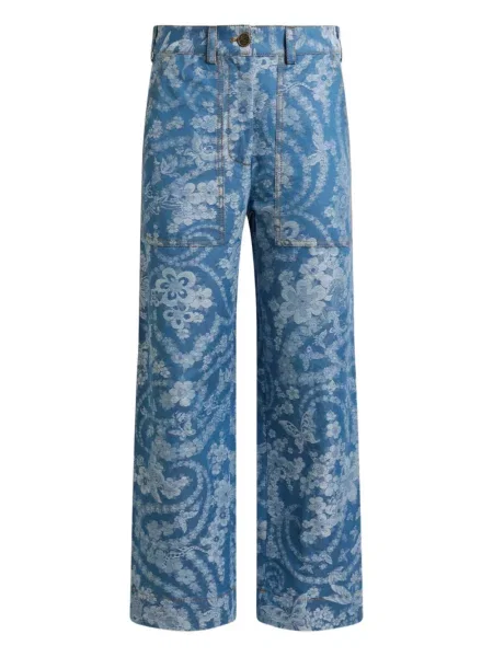 Pantaloni Etro din jacard albastru