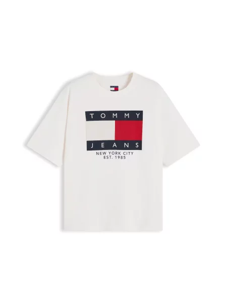 Tommy Jeans Majica tamno plava / jarko crvena bijela
