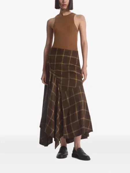 Fusta maxi Co Collection în carouri maro