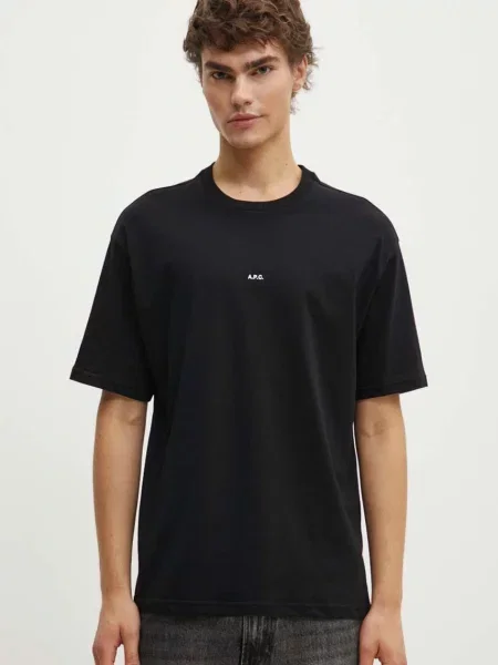A.P.C. tricou din t-shirt boxy micro logo GOTS barbati neted negru