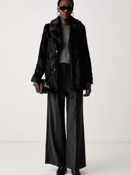Zadig&Voltaire παλτό με συνθετική γούνα γυναικείο FLEUR μαύρο