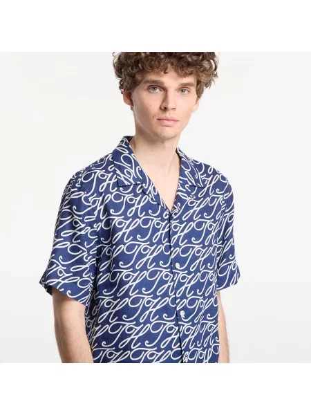 Риза Tommy Hilfiger Regular Fit Pure Linen Short Sleeve Shirt Dark Blue Indigo S синьо