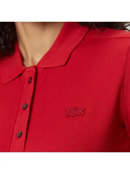 Lacoste Koszulka Polo Z Elastycznej Piki Bawełnianej Slim Fit czerwony