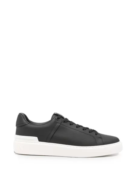 Sneakerși Balmain cu șireturi din dantelă cu autograf negru