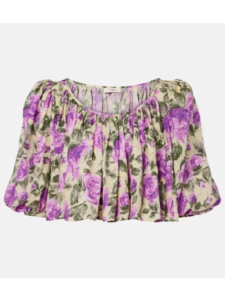 Top Chloé de mătase cu imagine galben