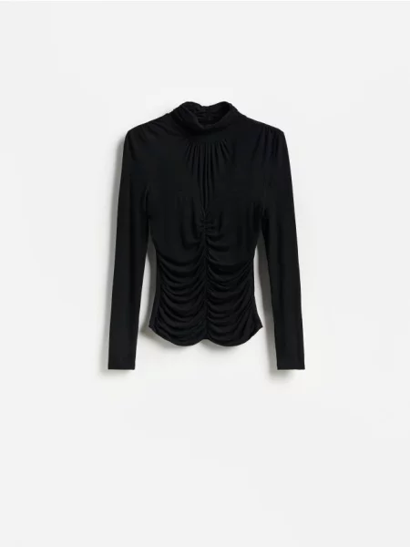 Reserved Tricou cu mânecă lungă cu conținut ridicat de negru