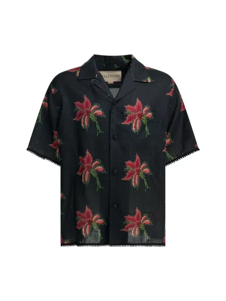 Lniana wielobarwność koszula Valentino z nadrukiem