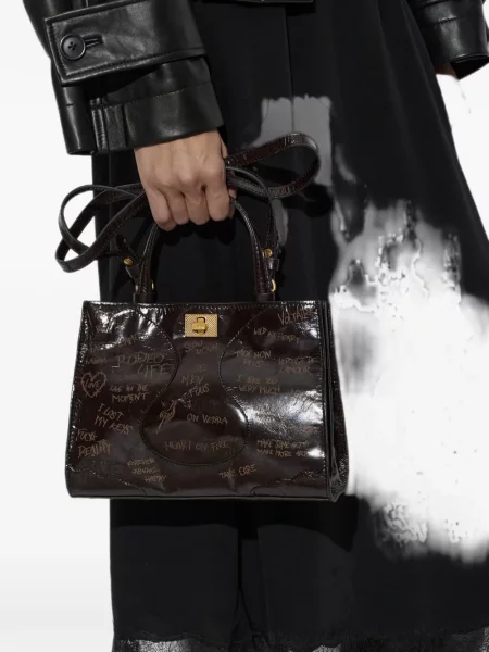 Δερμάτινη τσάντα shopper Zadig&voltaire με σχέδιο καφέ