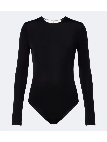 Body Saint Laurent din jerseu cu spatele deschis negru